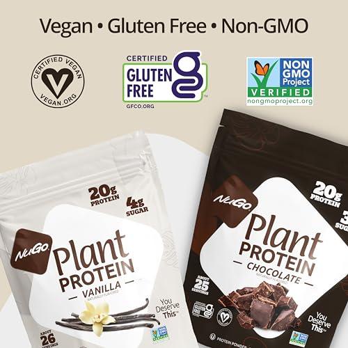 NuGo NuGo Protein Bar, Vanilla Yogurt, 11g Protein, Gluten Free, 15 bars and NuGo Plant Protein Powder, Vanilla, 20g Vegan Protein, Low Sugar, 26 servings