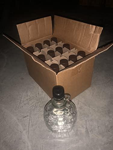 Generic glass maple syrup bottles-12 pack with plastic caps (12 oz)