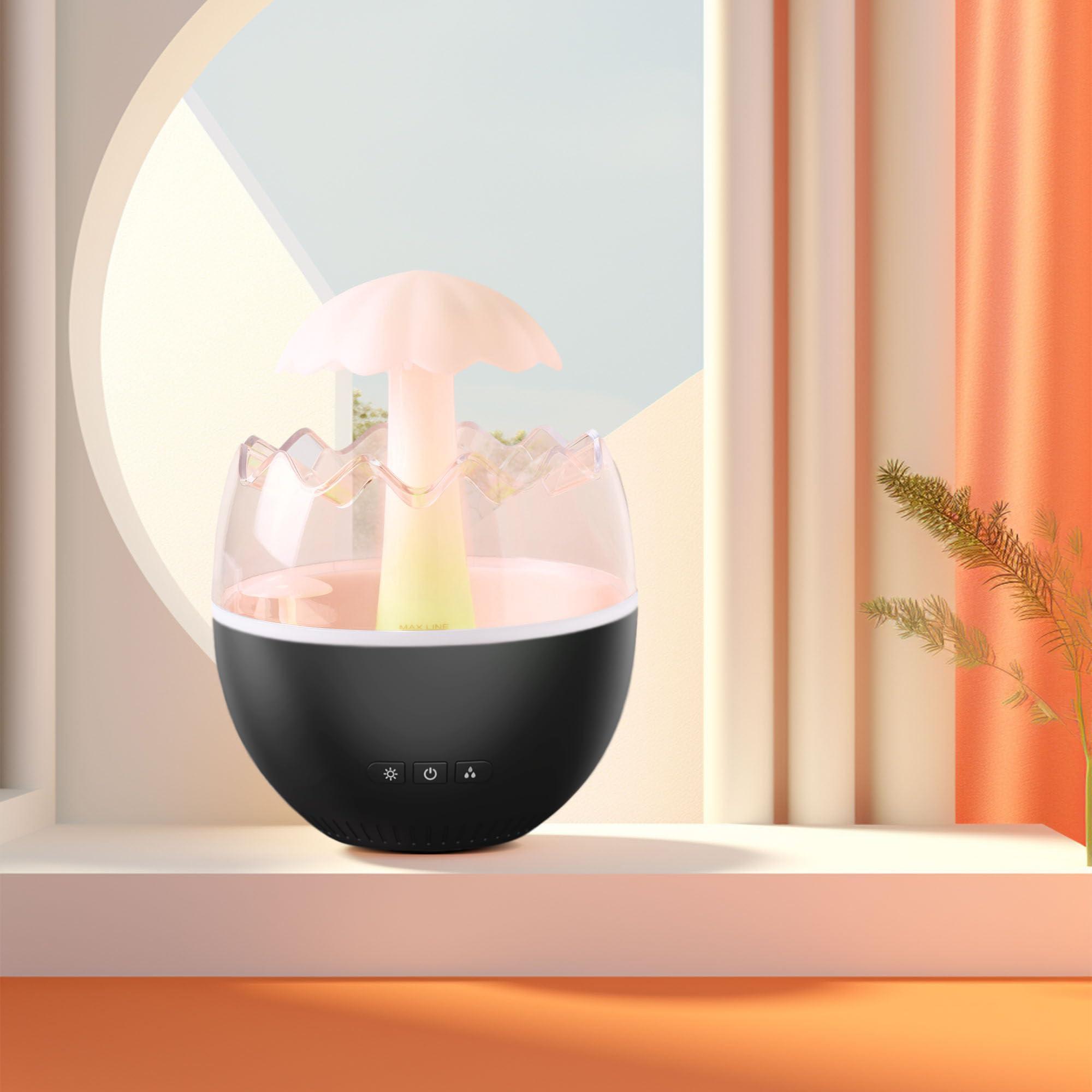 BINEDHEI Rain Cloud Humidifier Diffuser With 7 Colors Water Drip Humidifier with Remote Rain Sounds White Noise Humidifier Air Humidifiers Waterfall Lamp Humidifier for Bedroom Office (Black)