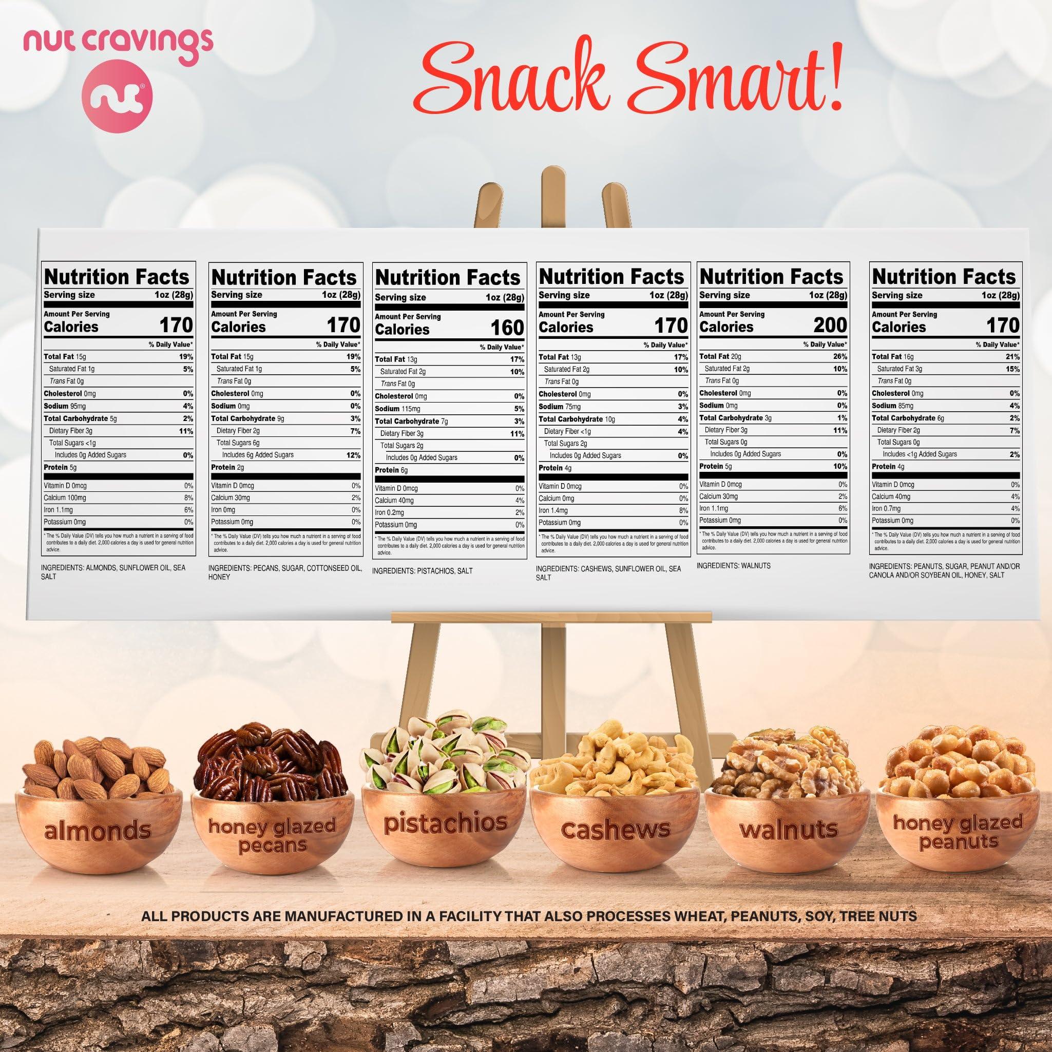 Nut Cravings NUT CRAVINGS Gourmet Collection - Valentines Day Mixed Nuts Heart Shaped Gift Basket, Love in A Box (6 Assortments) Galentines Romantic Arrangement Platter, Healthy Kosher USA Made Corporate