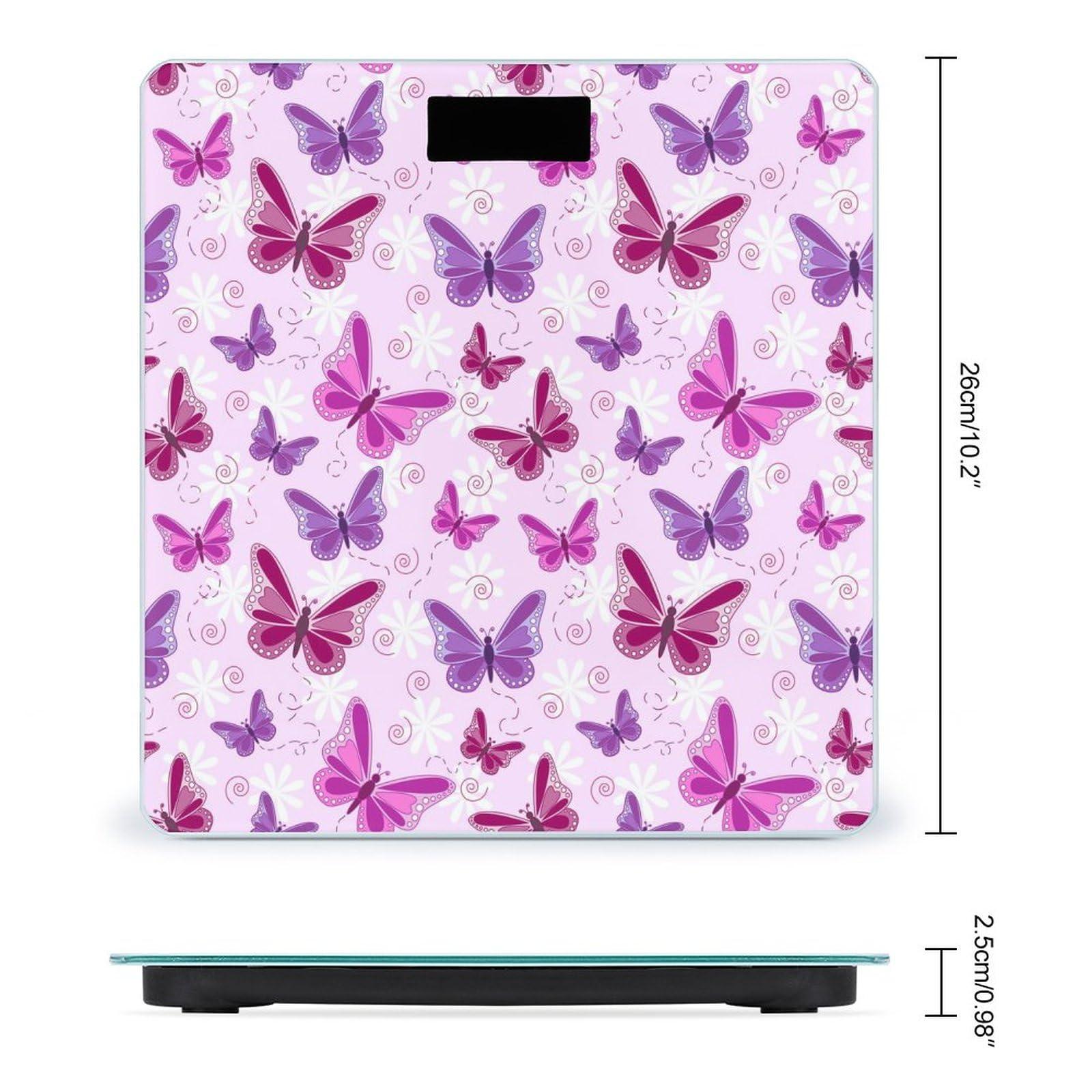 LJFABKY7898 Purple Butterfly Funny Bathroom Scale for Body Weight Highly Accurate Digital LCD Display Weighing Machine