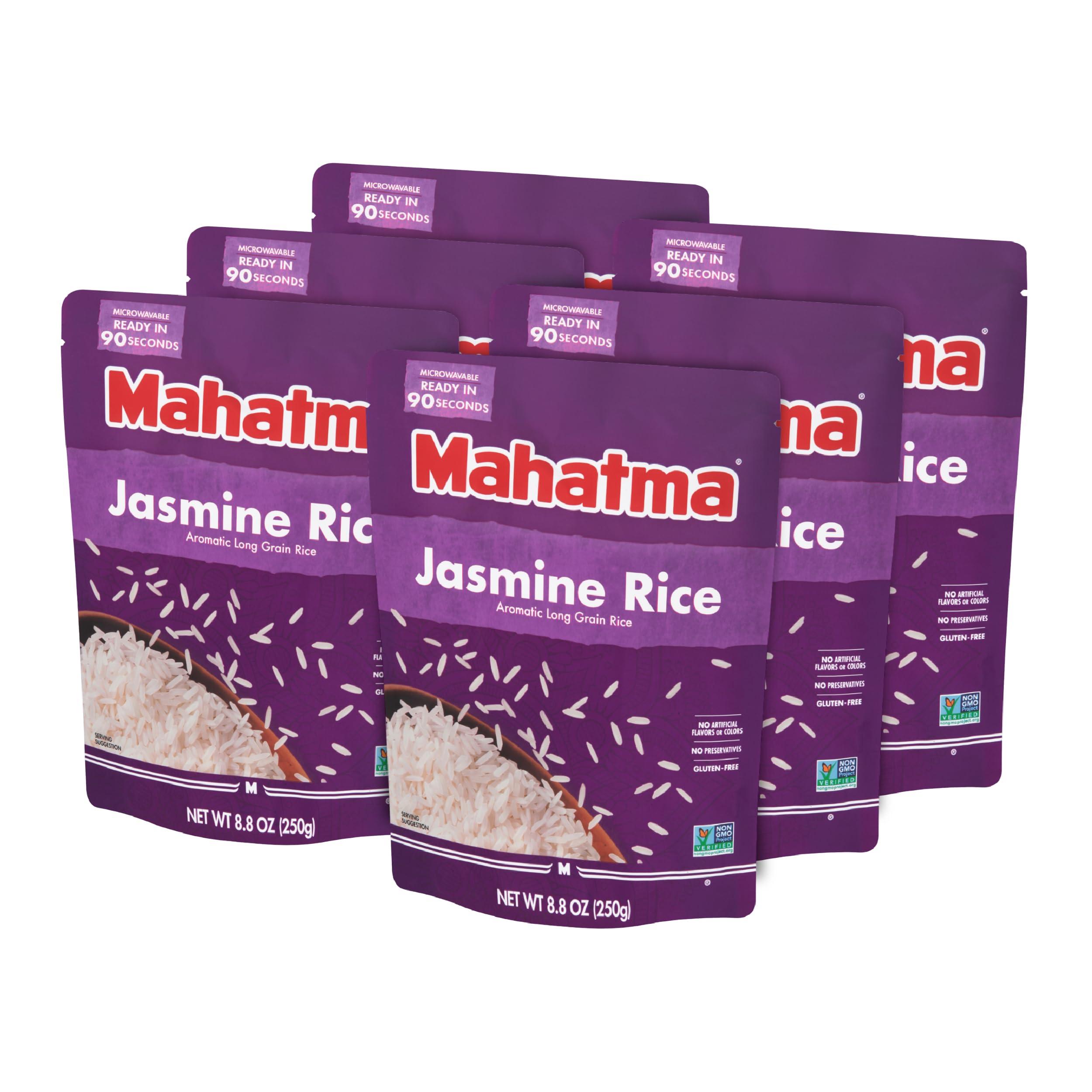 Mahatma Mahatma Ready to Heat Jasmine Rice, Precooked Rice, Microwaveable in 90 Seconds, Six 8.8-Ounce Bags