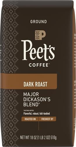 Peet\'s Coffee Peet\'s Coffee, Dark Roast Ground Coffee - Major Dickason\'s Blend 36 Ounces (2 Bags of 18 Ounces)