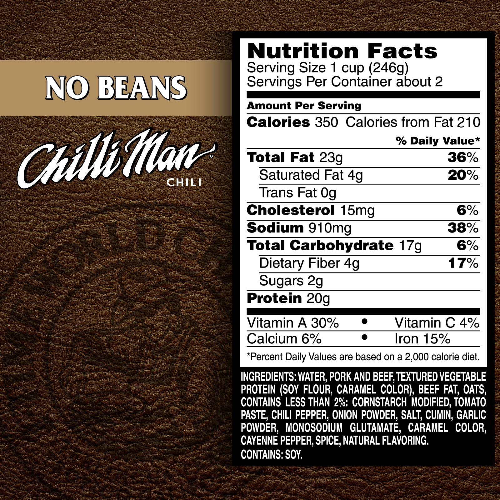 Chilli Man CHILLI MAN Canned Chili With No Beans (Pack of 12), 15 ounce can