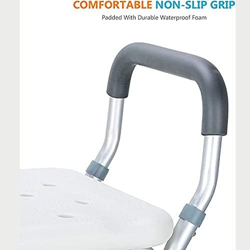 PTHTBL Heavy Duty Shower Chair with Back and Arms 300lb, Bathtub Chair with Handles - Shower Cut Out Seat for Handicap, Disabled, Seniors & Elderly,White