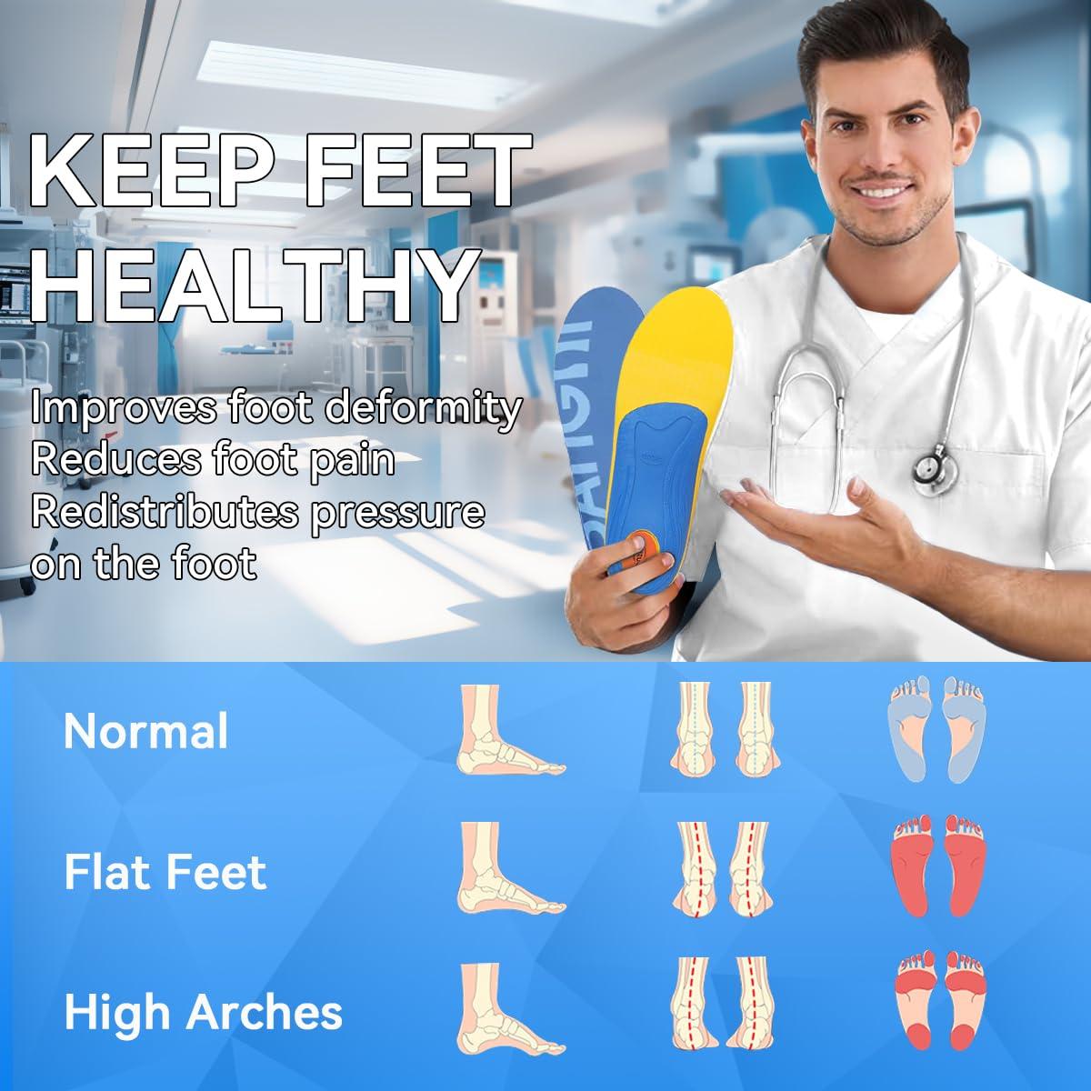 3ANGNI 3ANGNI Arch Support Orthotic Insoles for Plantar Fasciitis, 220+lbs Heavy Duty High Arch Flat Feet Orthopedic Inserts, Over-Pronation Foot Pain Insoles for Work Boot Standing All-Day Men Women