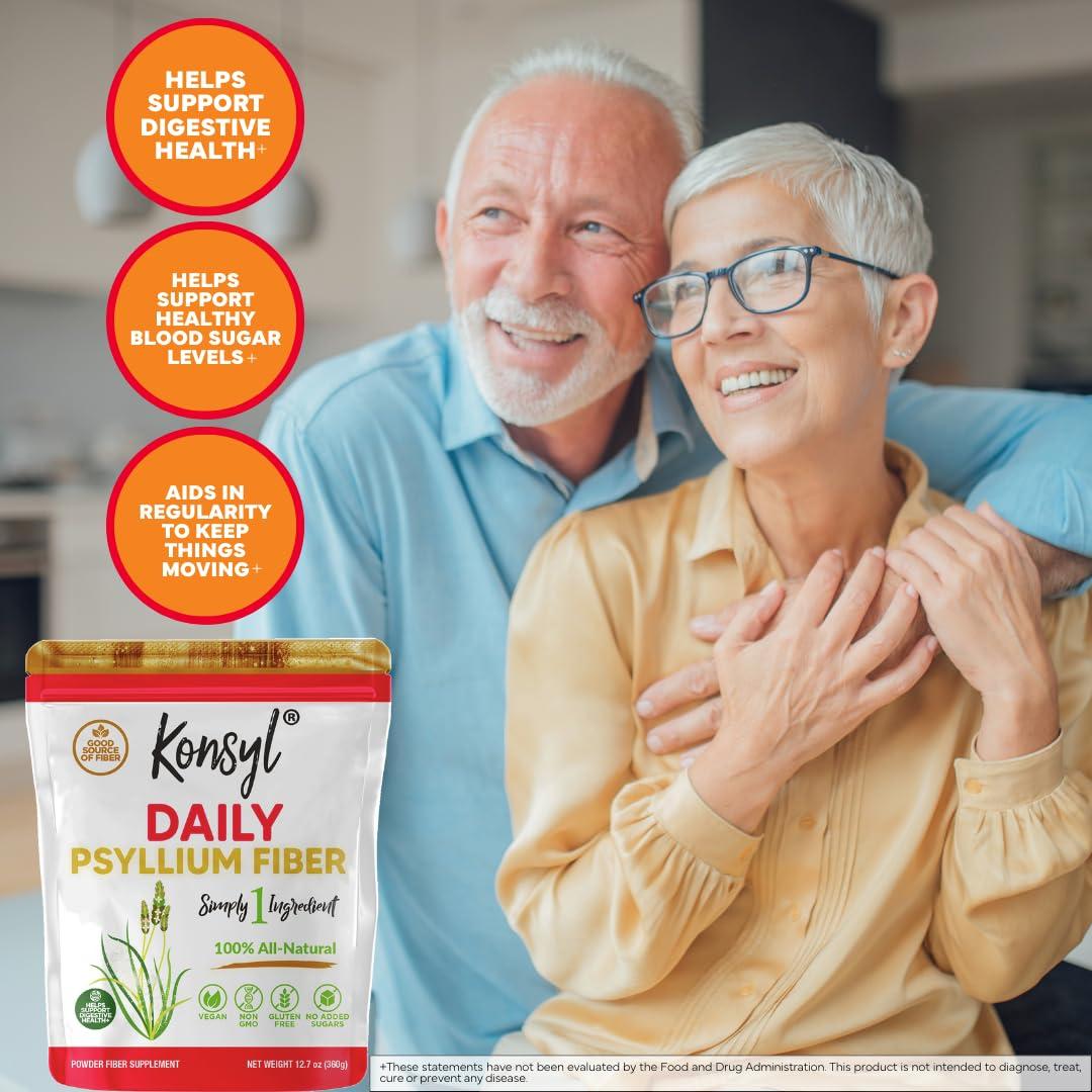 Konsyl Konsyl Daily Psyllium Fiber 360g / 12.7oz - Non-GMO, Vegan, Keto-Friendly, Fiber Supplement Powder - Supports Digestive Health