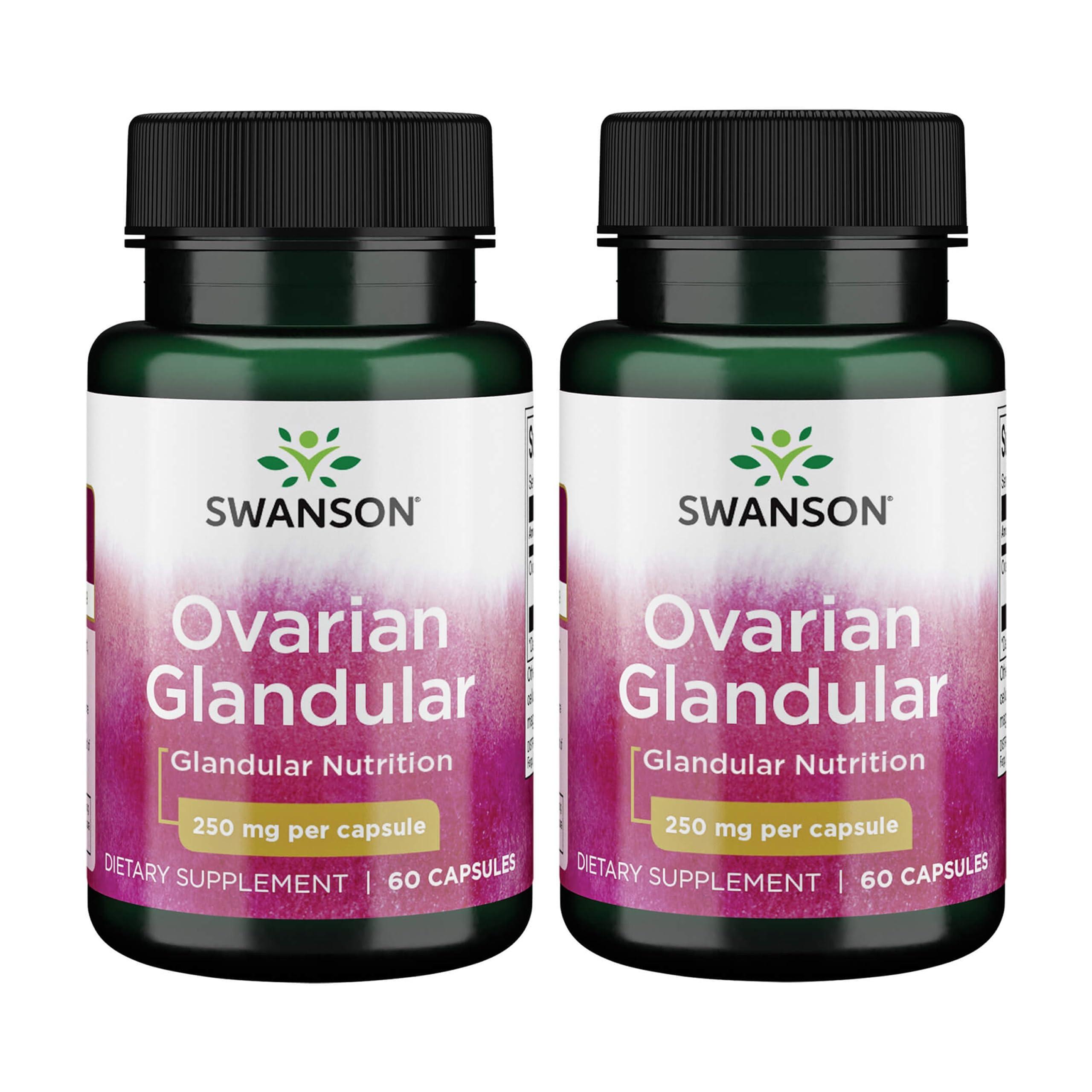 Swanson Swanson Ovarian Glandular Supplement - Women\'s Glandular Health and Balance Support - Premium Bovine Tissue - 60 Capsules, 250mg Each (2 Pack)