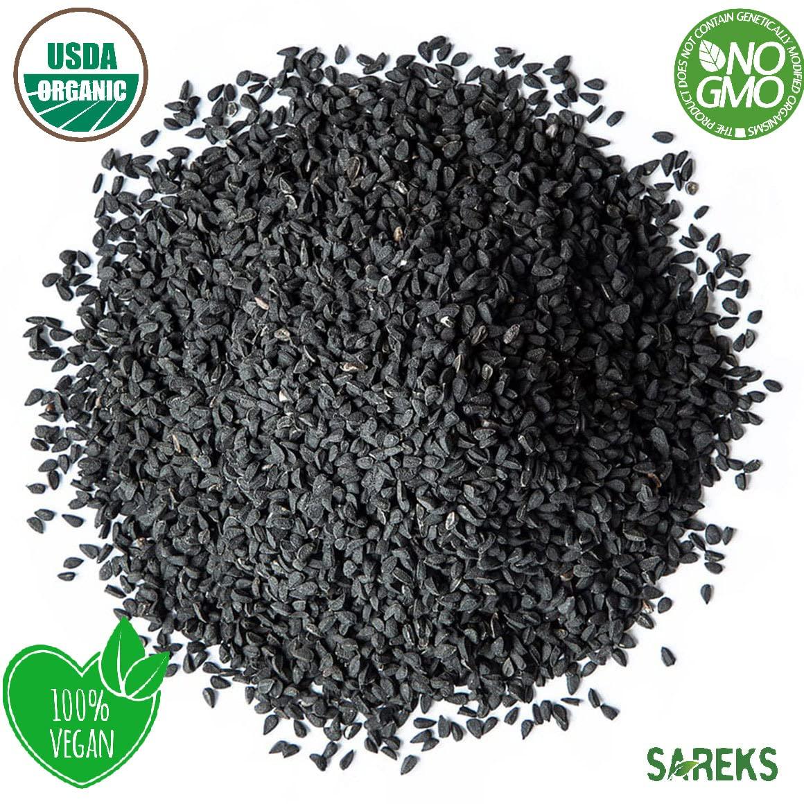 SAREKS Black Cumin Seed 100% USDA ORGANIC Certified - Black Seeds - Nothing Added - Resealable Bag - Bulk Nigella Sativa - Kalonji - Black Caraway - Raw (10oz)