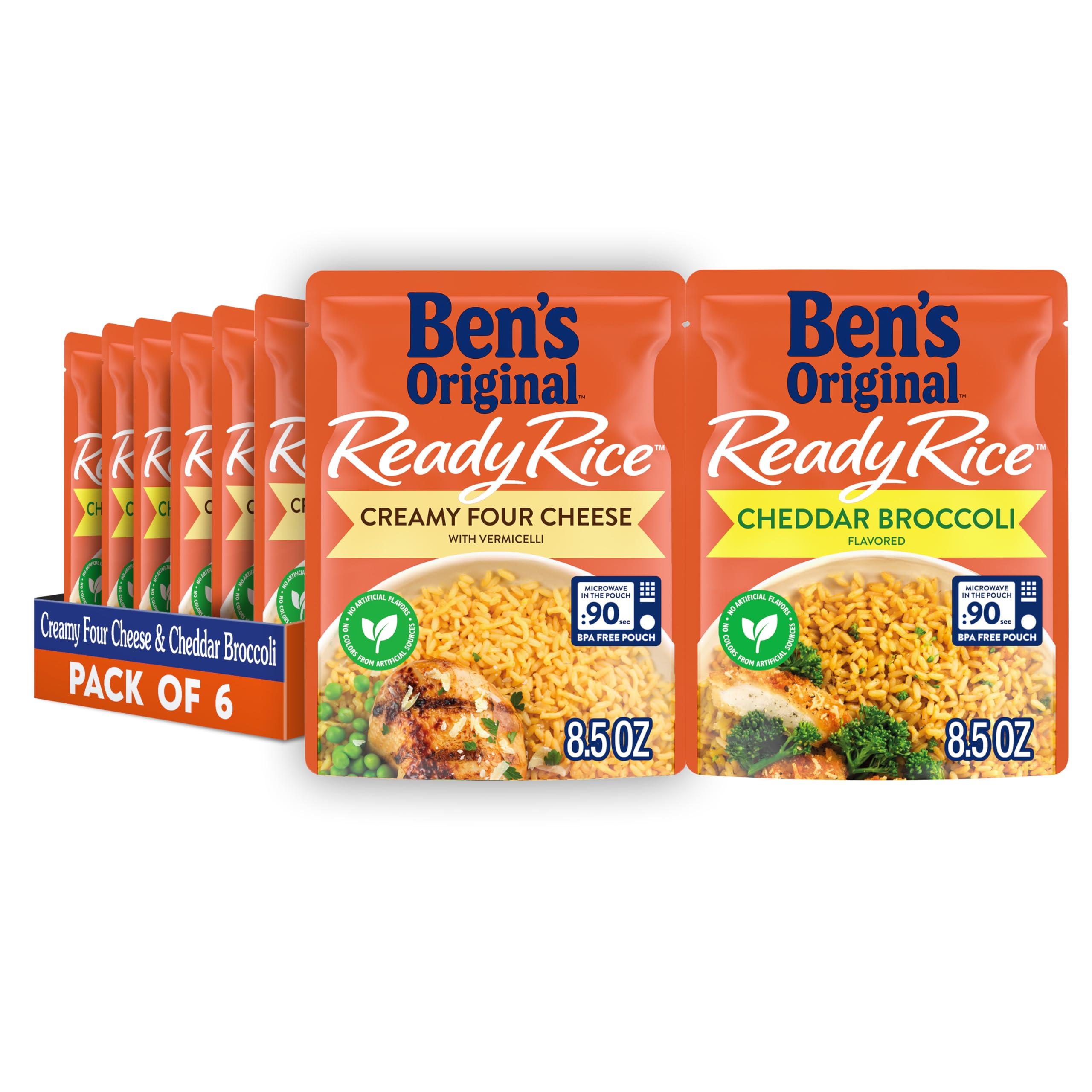 BEN'S ORIGINAL BEN'S ORIGINAL Ready Rice Creamy Four Cheese and Cheddar Broccoli Variety Pack, Easy Dinner Sides, 8.5 OZ Pouch (Pack of 6)