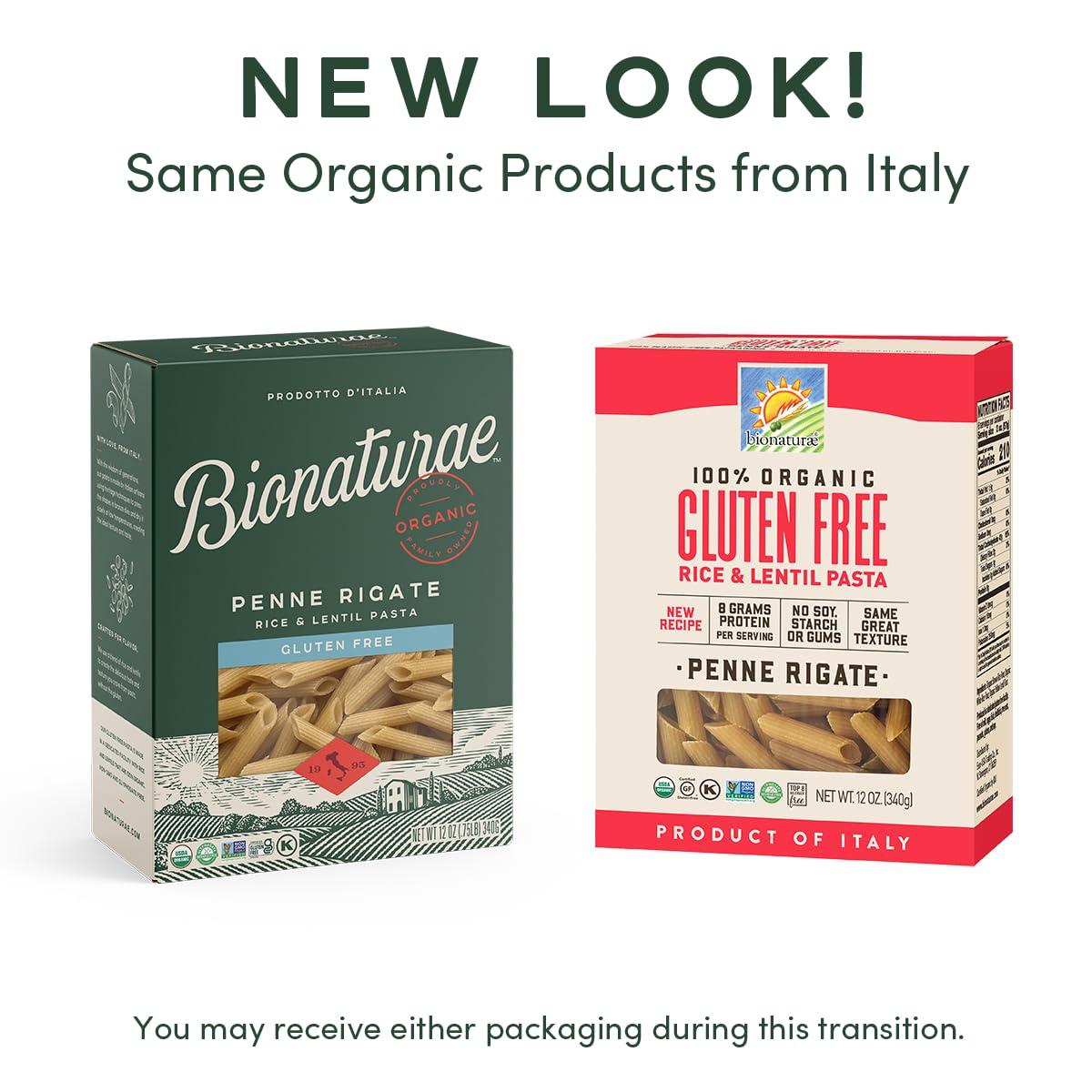 bionaturae Bionaturae Penne Rigate Pasta Noodles - Gluten Free Pasta Organic, Rice & Lentil Pasta, Kosher Certified, High Protein, Non-GMO Verified, USDA Certified, Gluten Free Pastas, Crafted in Italy - 12 Oz