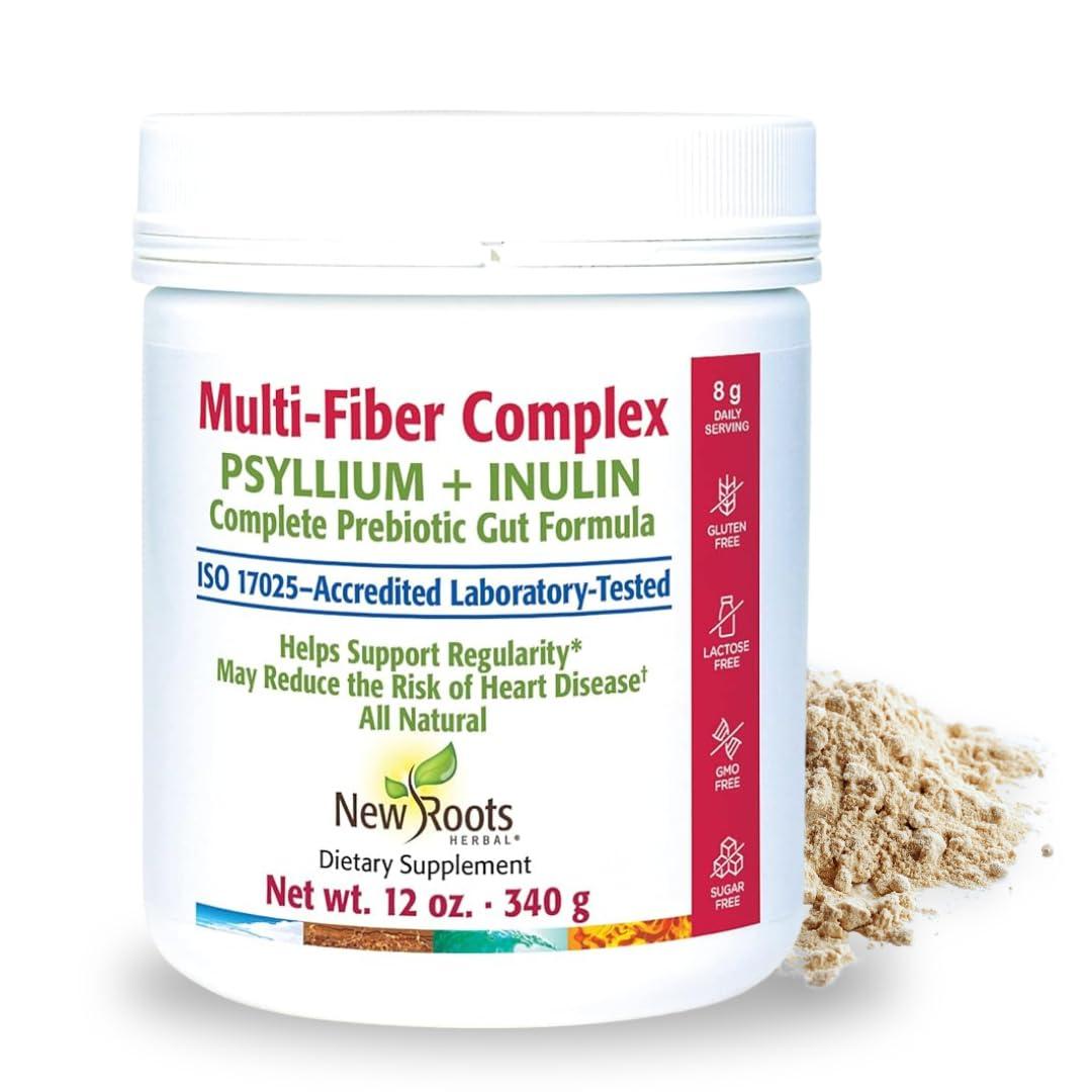 NEW ROOTS HERBAL New Roots | Prebiotic Fiber Powder with Psyllium Husk and Inulin (from Chicory Root)| Multi-Fiber Prebiotic Supplement Supports Gut and Digestive Health, Unflavored 12 oz (340 g)