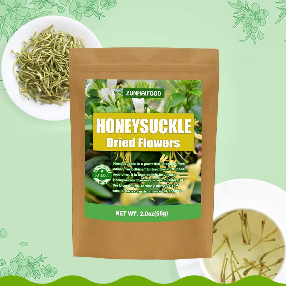 Zunhai Food Premium Honeysuckle Flower Tea, 100% Natural Honeysuckle(Lonicera Japonica) Herbs, 2.0oz
