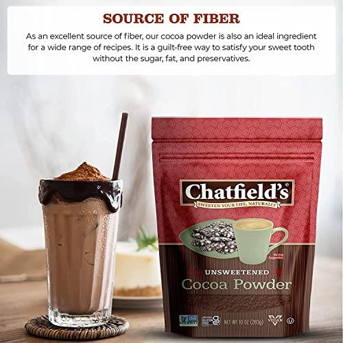 Chatfield\'s Chatfields All Natural Cocoa Powder Unsweetened 10-oz Pouch, Natural and Nutritious, Premium Quality, Sugar-Free, Gluten-Free, Vegan, Kosher, Non-GMO Verified - (2 Pack)
