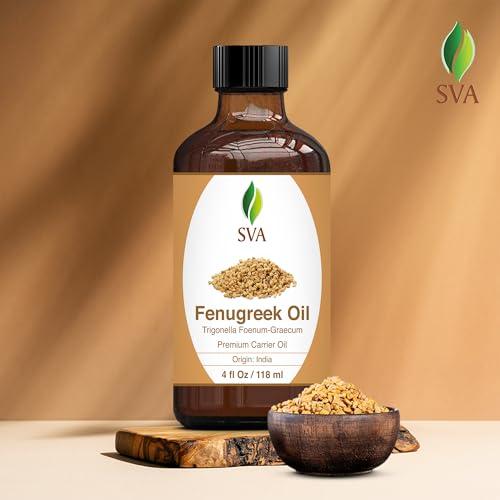 SVA ORGANICS SVA Fenugreek Oil 4oz (118ml) Premium Carrier Oil with Dropper for Hair Care, Hair Oiling, Scalp Massage & Skin Care