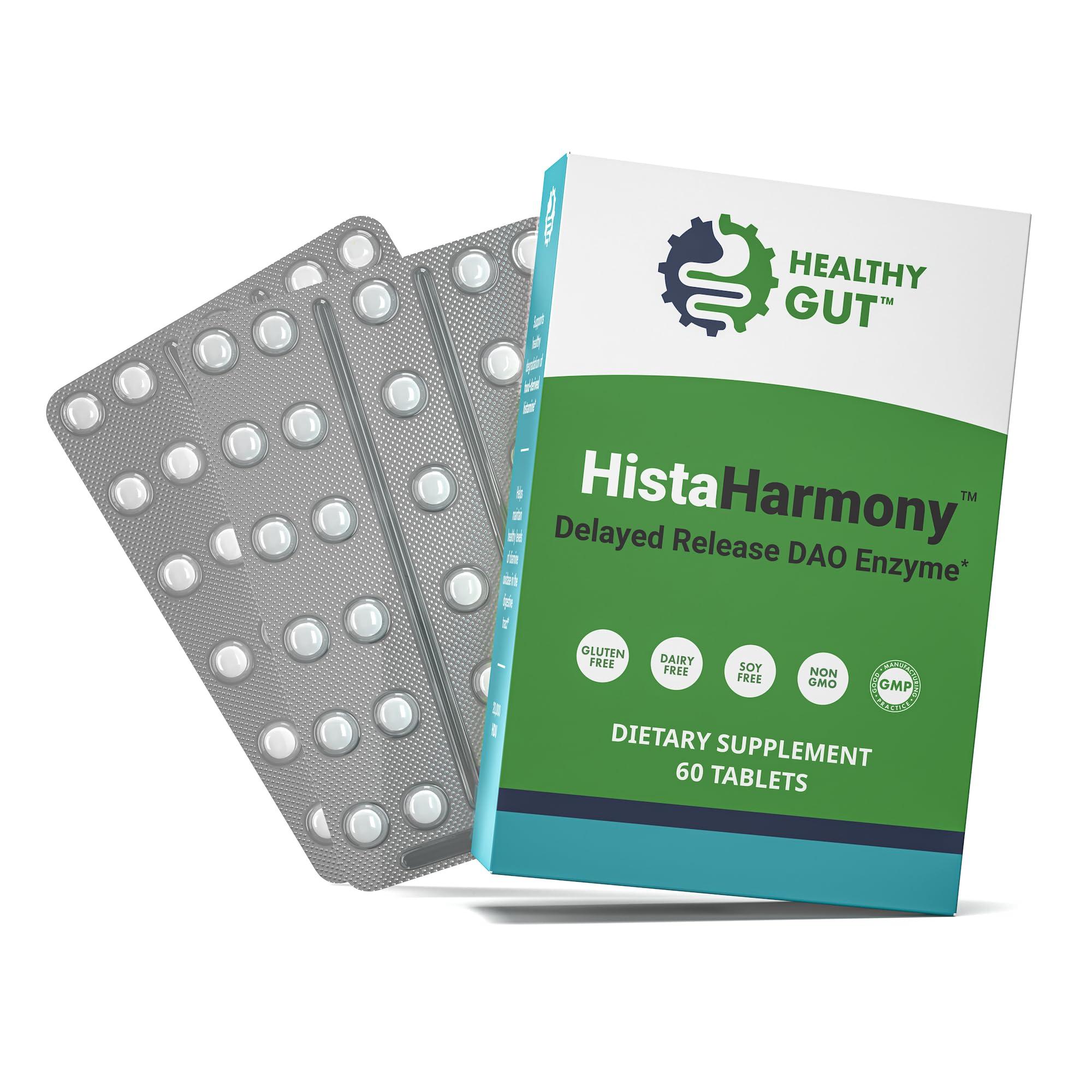 Healthy Gut, LLC Healthy Gut HistaHarmony | Delayed Release DAO Diamine Oxidase Histamine Support Enzyme | 30,000 HDU | 60 Servings