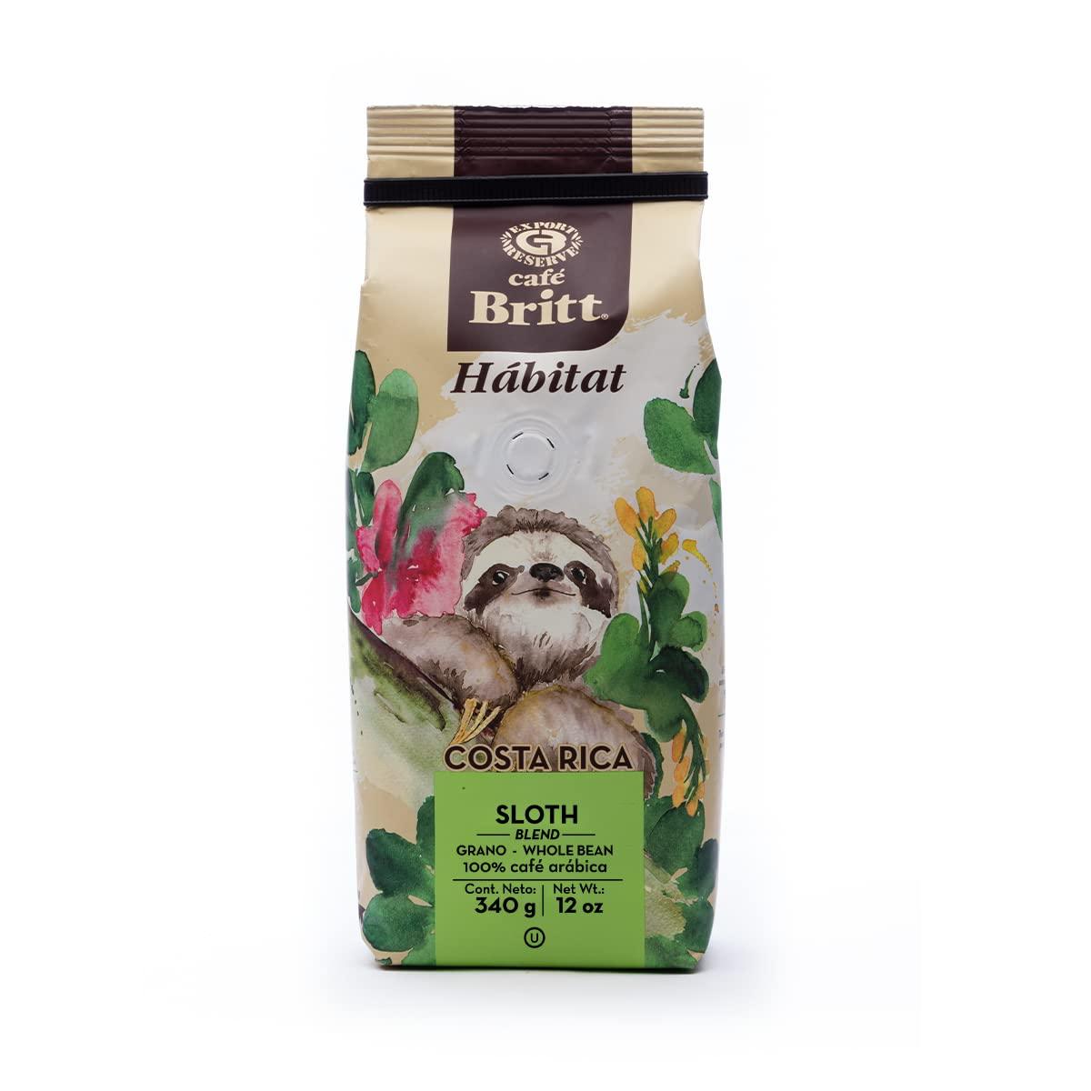 Cafe Britt Café Britt® - Costa Rican Habitat Sloth Coffee (12 oz.) (3-Pack) - Whole Bean, Arabica Coffee, Kosher, Gluten Free, 100% Gourmet & Medium Light Roast