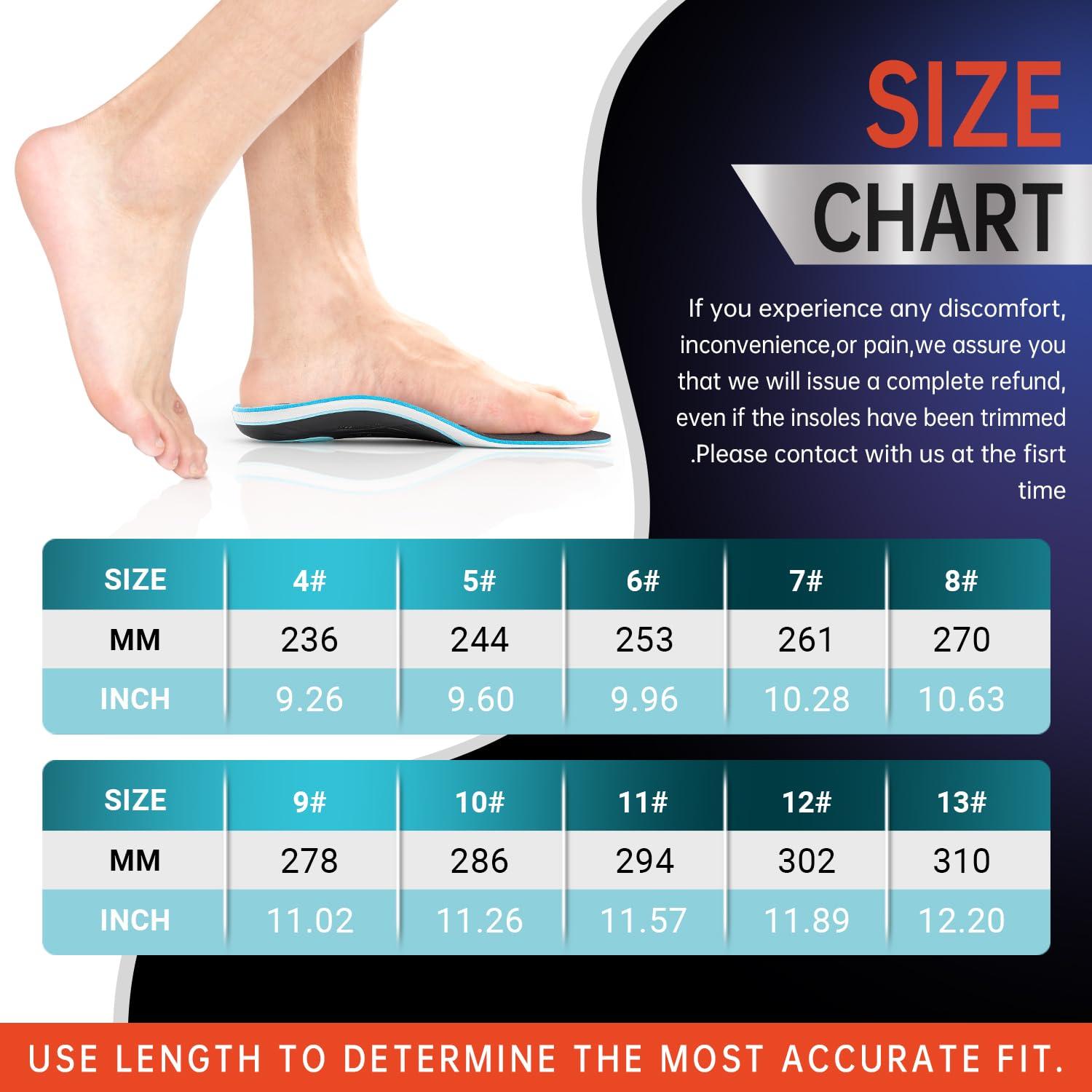 PCSsole PCSsole Plantar Fasciitis Insoles Men Women- 220+lbs Heavy Duty High Arch Support Inserts with Comfort Cushion Orthotic Pain Relief Insoles for Flat Feet - Arch Pain - Heel Pain -Work Boot Shoe Insole