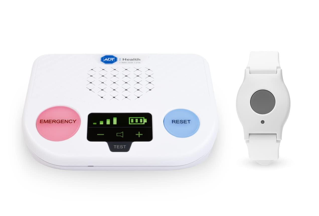 ADT ADT Medical Alert Plus - in-Home Medical Alert System for Seniors - Cellular 4G Coverage, 600ft Pendant Range, Home Temperature Monitoring, 24/7 U.S. Based Monitoring (White Wristband)