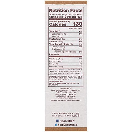 Back to Nature Back to Nature Gluten Free Crackers, Multi-Seed Rice Thins - Dairy Free, Non-GMO, Made with Whole Grain Brown Rice Flour, Delicious & Quality Snacks, 4 Ounce