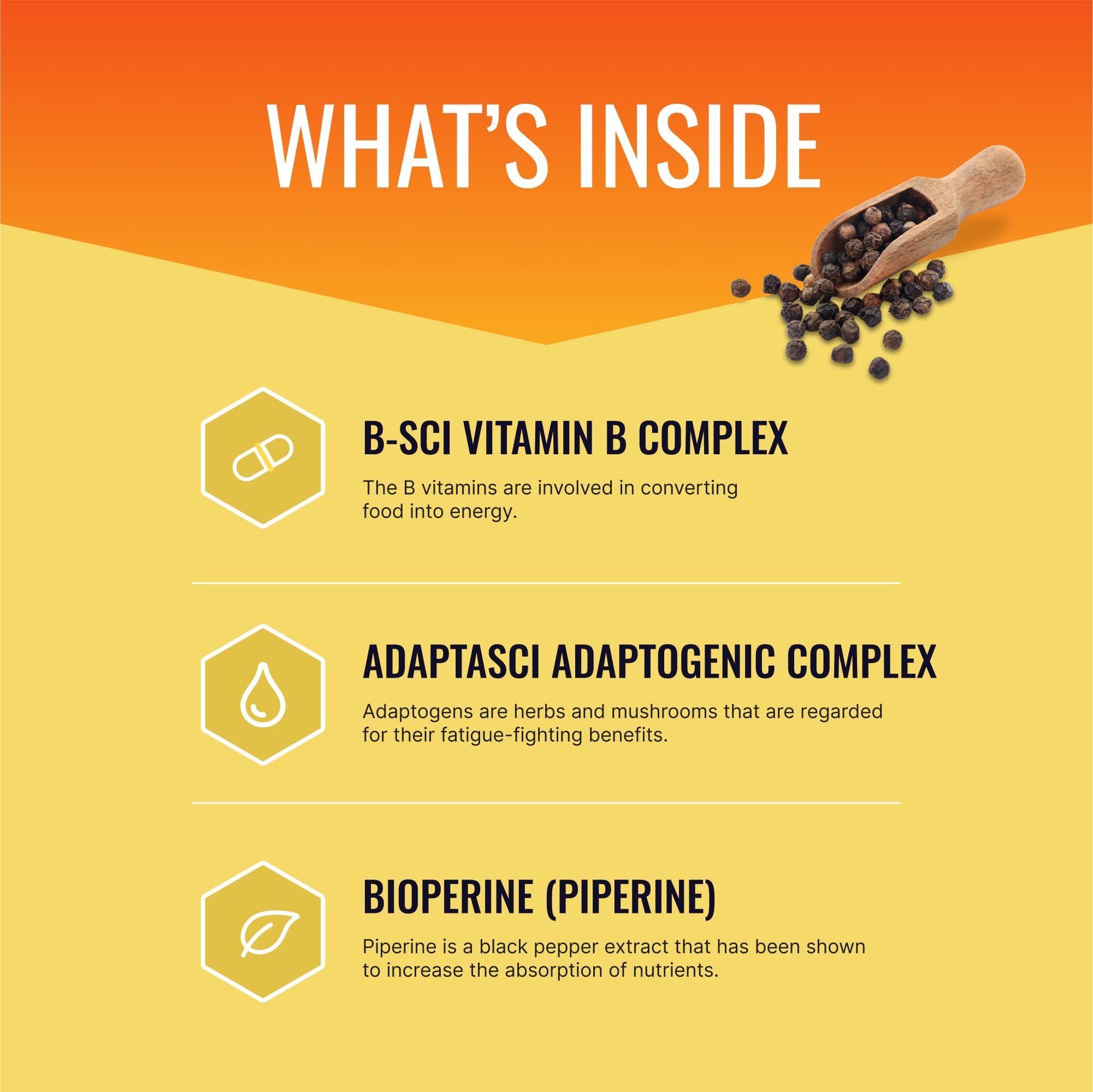 Approved Science Approved Science Energysyl - Caffeine Free - with Adaptogens, B Vitamins, and Bioperine - 1 Month Supply - 60 Capsules - Made in The USA