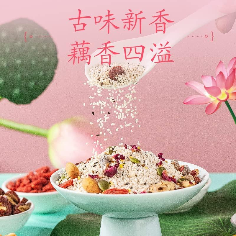 wa sai luo Tremella fuciformis soup Instant Lotus Root Starch Soup Chinese Snacks nut and Lotus Root Powder Breakfast ?Meal substitute powder 500g/ can (Rose Chia Seed Lotus Root Powder,1 can)