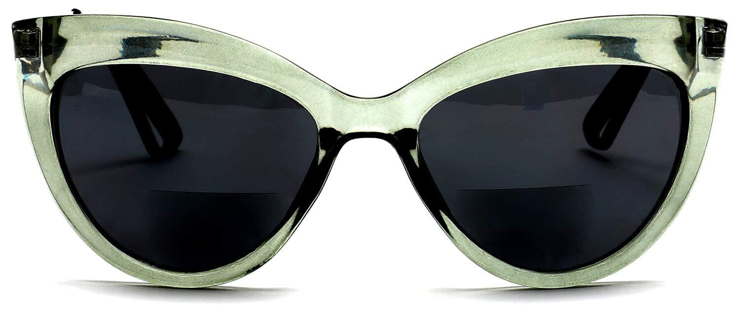 SAMBA SHADES SAMBA SHADES Bifocal Reading Sunglasses Fashion Cat Eye Sunglass Readers Oversized Women\'s CatEye Glasses Green Rx 1.50