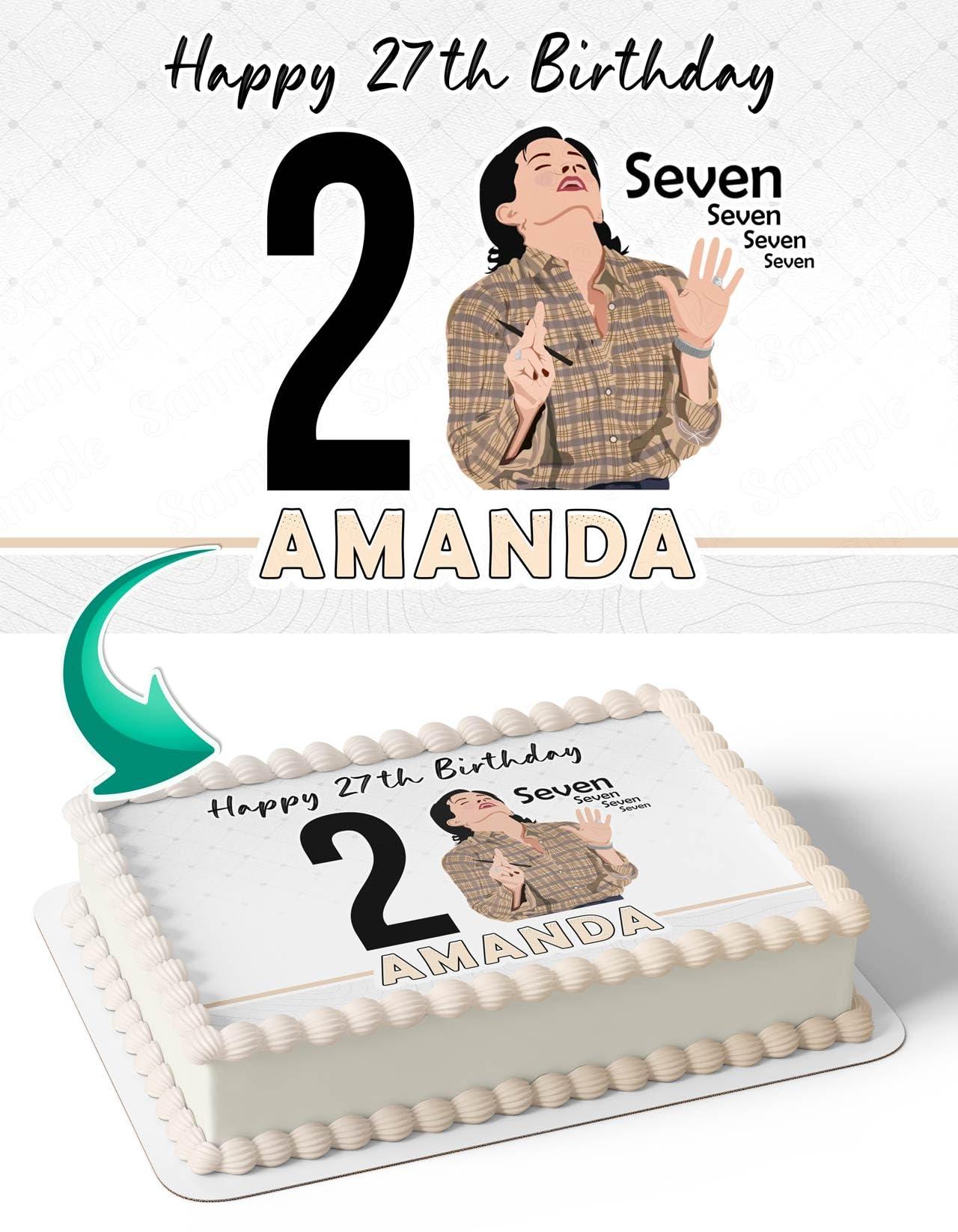 Cakecery Generic Friends Monica Geller Seven Meme Happy 27 Cake Image Topper Birthday Cake 1/4 Sheet