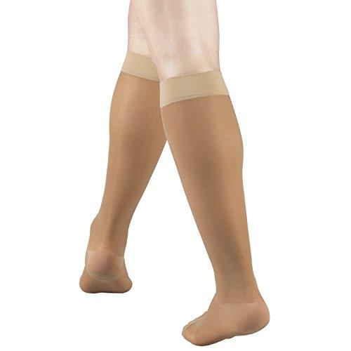 Truform Truform Sheer Compression Stockings, 15-20 mmHg, Women's Knee High Length, 20 Denier, Beige, Large