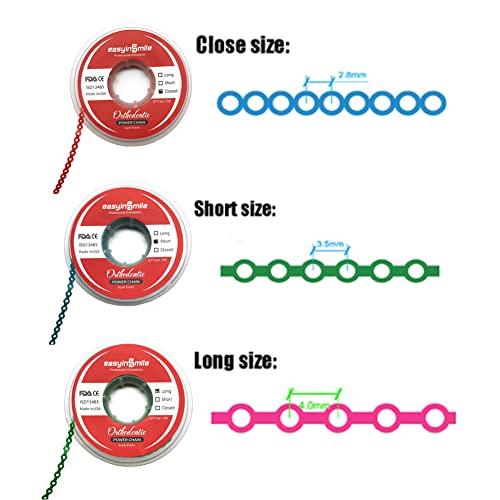 SNAWOP SNAWOP Dental Orthodontic Power Chain Multicolor Spool Elastic Rubber Bands for Teeth Braces (Closed, Light Blue)