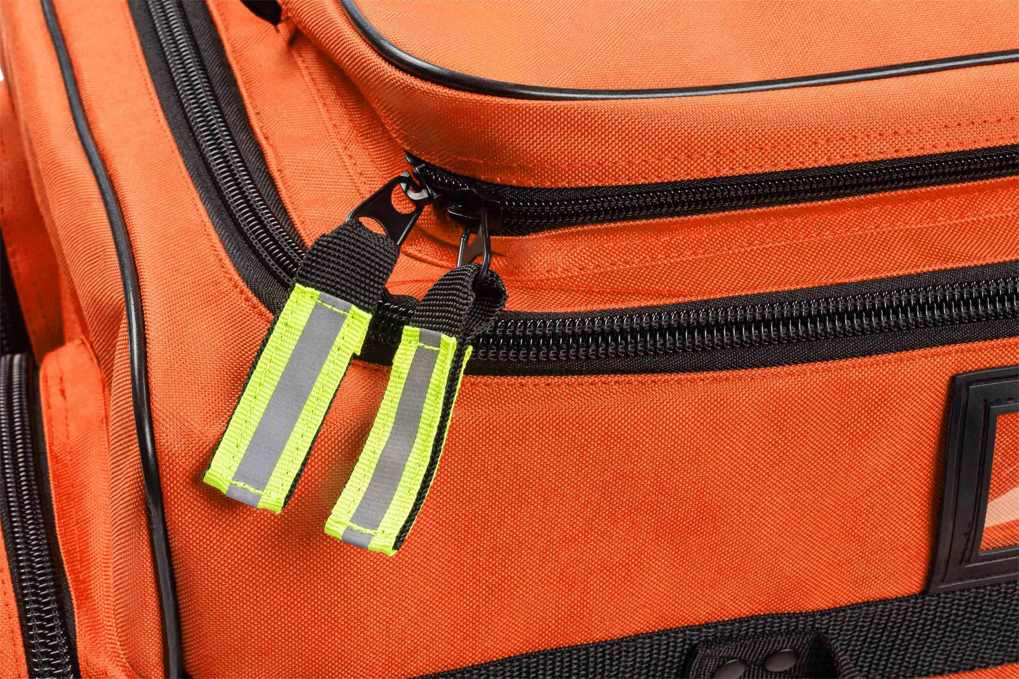 Scherber Scherber Fully-Stocked Premium First Responder Bag | HSA/FSA Approved | Large Pro EMT/EMS Trauma, Bleeding & Oxygen Medical Kit | CAT Tourniquet, HyFin Chest Seal & 260+ First Aid Supplies (Orange)