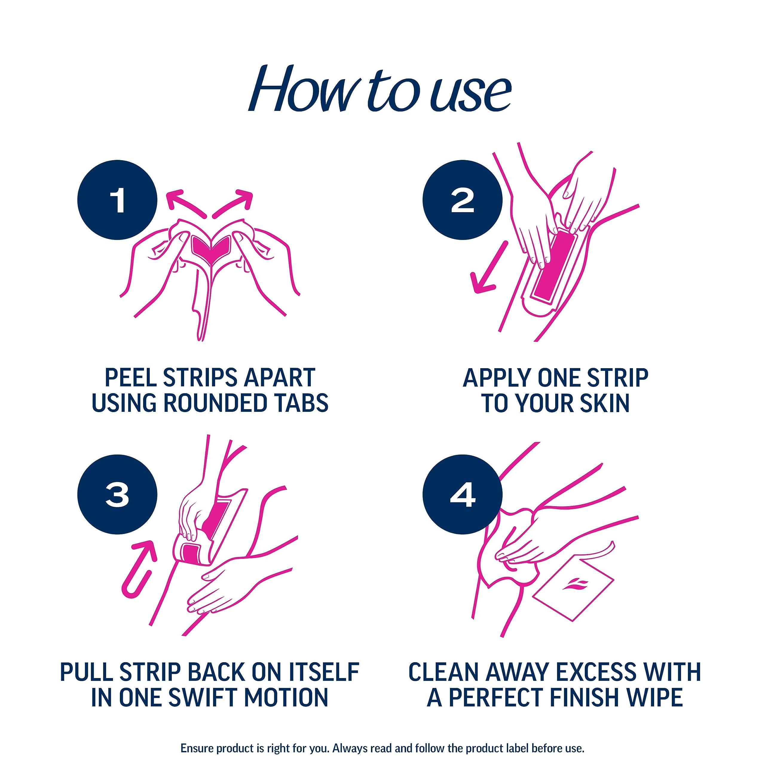 Veet Veet Ready-To-Use Waxing Kit For Women | Wax Strips For Body Hair Removal, Wax Kit For Ingrown Hair Treatment, Personal Care Product, Hair Remover | 40ct Waxing Strips, 4ct Body Wipes