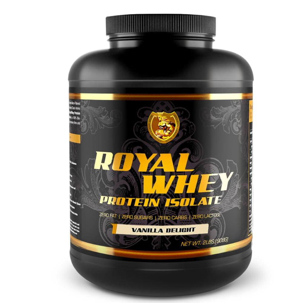 Royal Sports Nutrition RSN Royal 100% Isolate Protein Powder | 27g Protein Isolate | 0 Sugar | 1g Carbs | 5 lbs | 76 Servings | Vanilla Delight