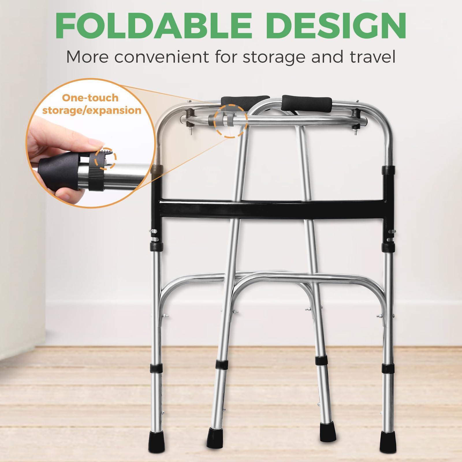 GRLEAYIE GRLEAYIE Folding Walkers for Seniors,Front Wheel Walker with Seat, Lightweight Walkers for Elderly Adult,Adjustable Height Medical Walker, Portable Compact Bariatric Walker Supports Up to 400 Pounds