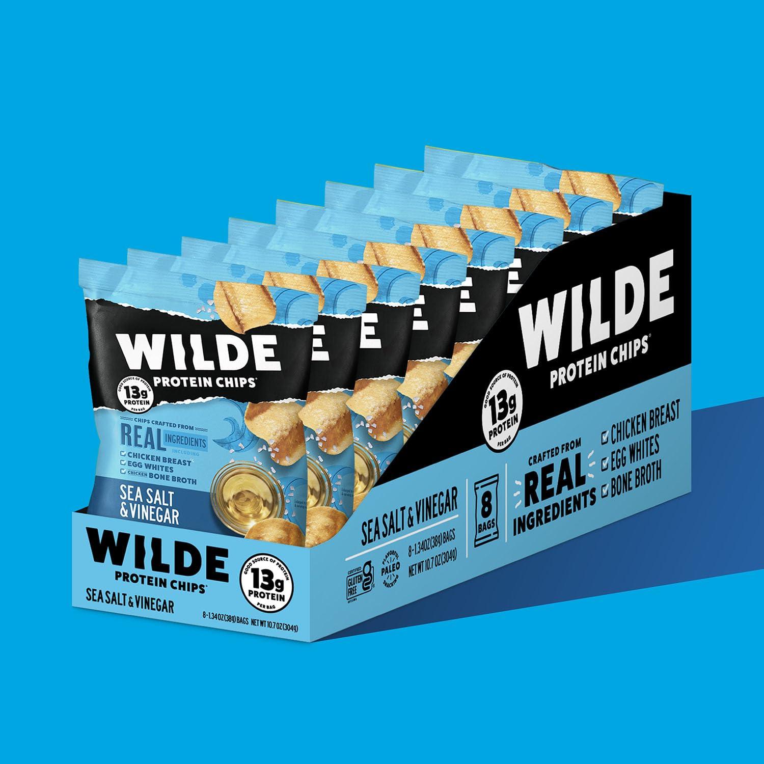Wilde Chips Wilde Protein Chips, Sea Salt and Vinegar (1.34 Ounce Bags, Pack of 8 Bags)