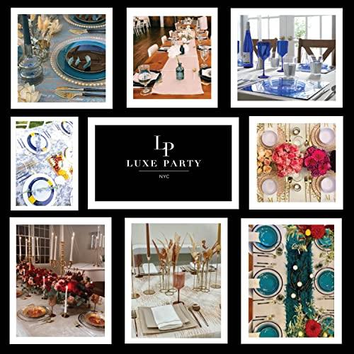 LUXE PARTY Luxe Party 112 Pack Monogram Napkins | Letter M Initial | Disposable | Premium Airlaid | Linen Feel | Decorative Table Setting | Guest Towel Napkin | White and Gold