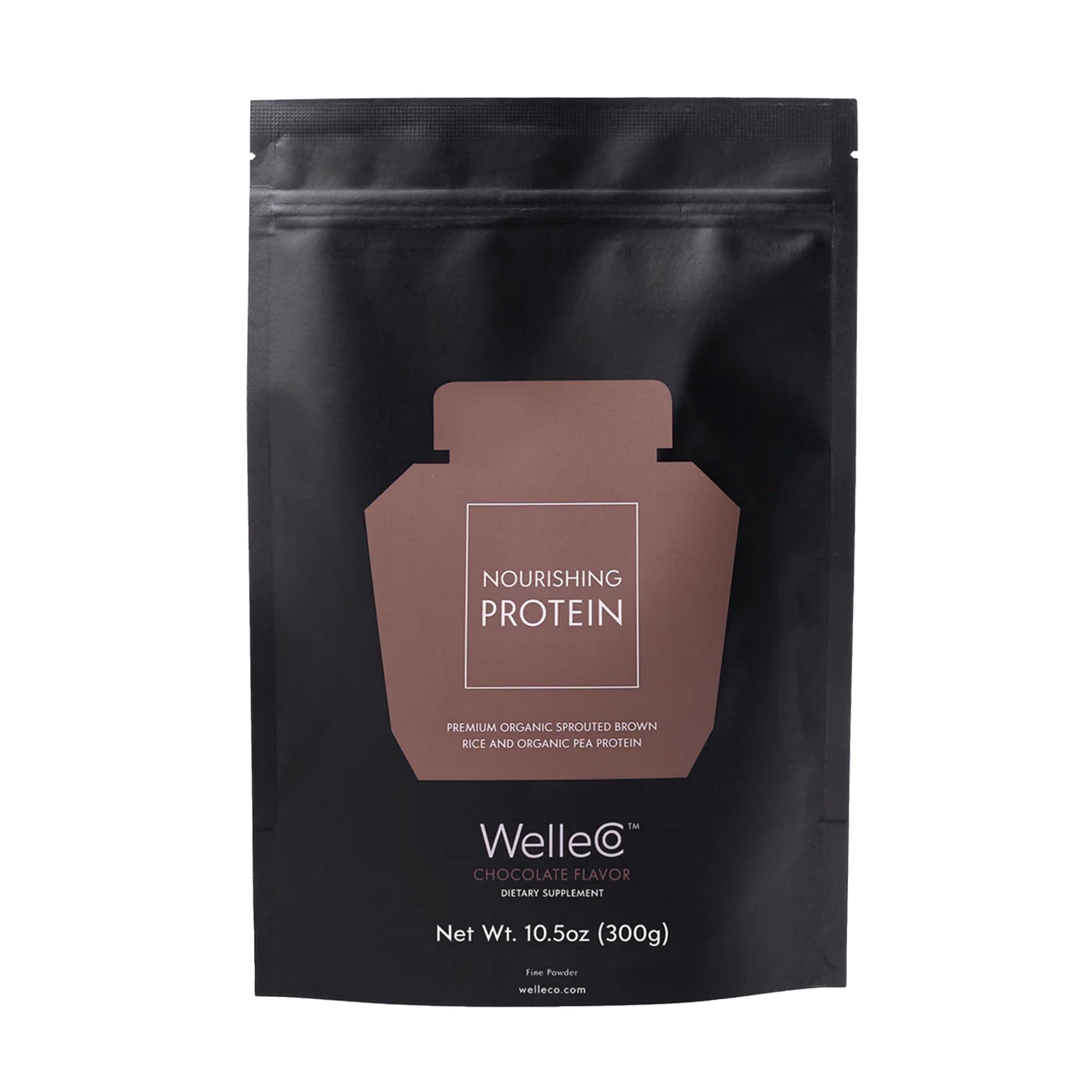 WelleCo WelleCo, Nourishing Protein, Premium Organic Sprouted Brown Rice & Pea Protein, Chocolate Flavour, 300g (10.5oz) Pouch
