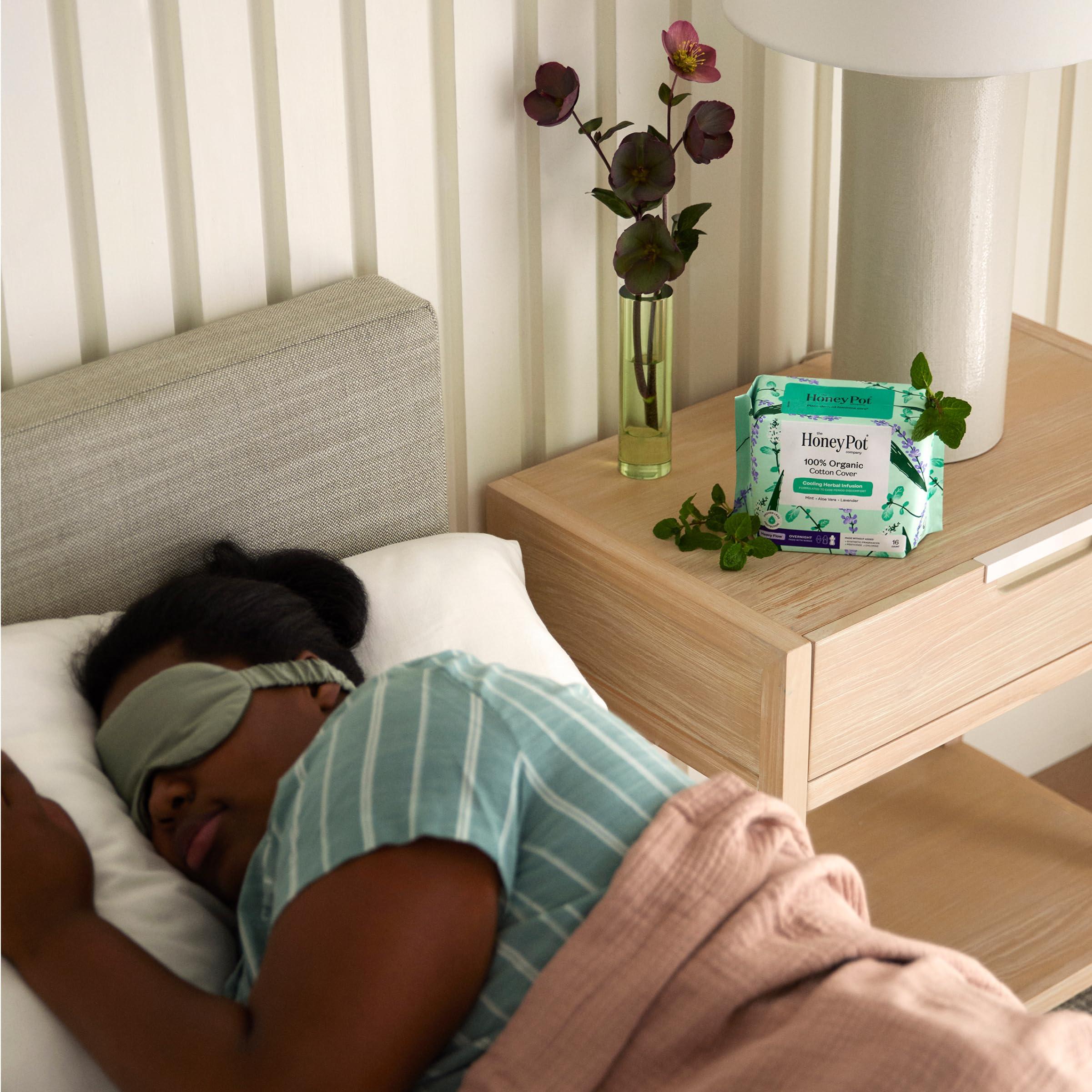 The Honey Pot Company The Honey Pot Company - 64ct - Herbal Sanitary Pads for Women - Heavy Flow Overnight w/Wings - Infused w/Essential Oils for Cooling Effect & Organic Cotton Cover - Feminine Care - FSA & HSA