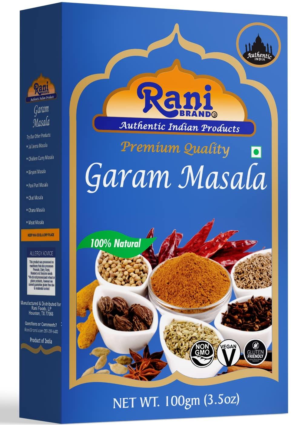 Rani Brand Authentic Indian Products Rani Garam Masala Indian 11-Spice Blend 3.5oz (100g) Box Spice ~ All Natural, Salt-Free | Vegan | No Colors | Gluten Friendly | NON-GMO | Indian Origin