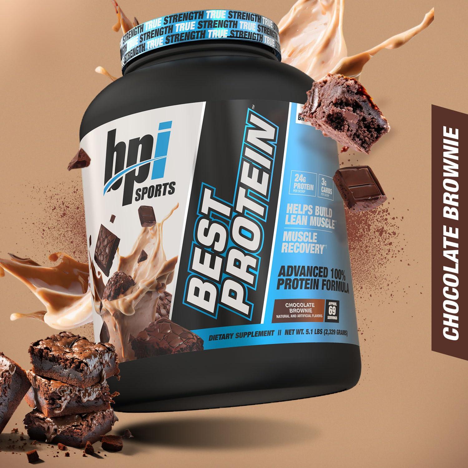 BPI Sports BPI Sports Best Protein  100% Whey Protein Blend  Muscle Growth, Recovery, Meal Replacement  No Maltodextrin, No Fillers  Gluten Free  for Men & Women  Chocolate Brownie  5.1 Pounds