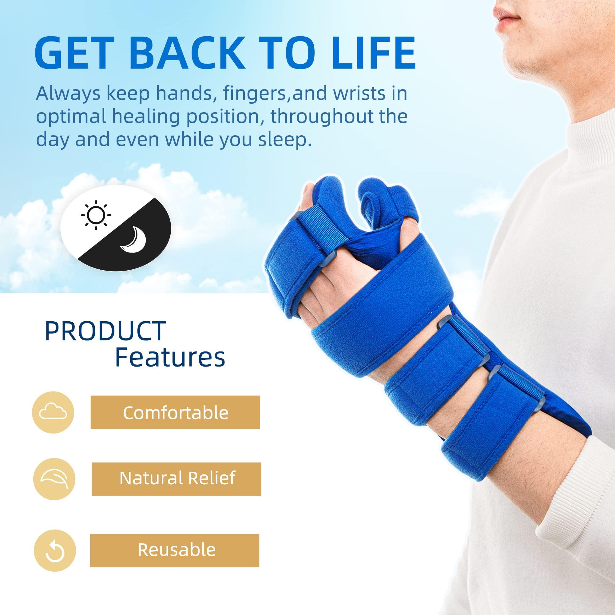 Fanwer Resting Hand Splint, Stroke Hand Therapy Equipment, Hand Brace with Finger Support for Stroke Recovery Patients, Carpal Tunnel Syndrome, Arthritis, Tendinitis, Metacarpal Breaks (Left)