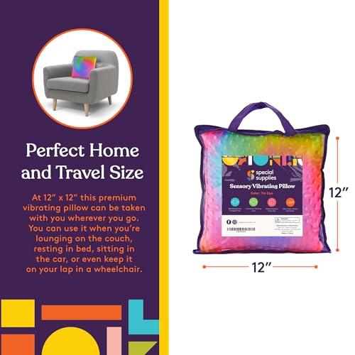 Special Supplies Special Supplies Vibrating Pillow Sensory Pressure Activated for Kids and Adults, 12 x 12 Plush Minky Soft Cover, Colorful