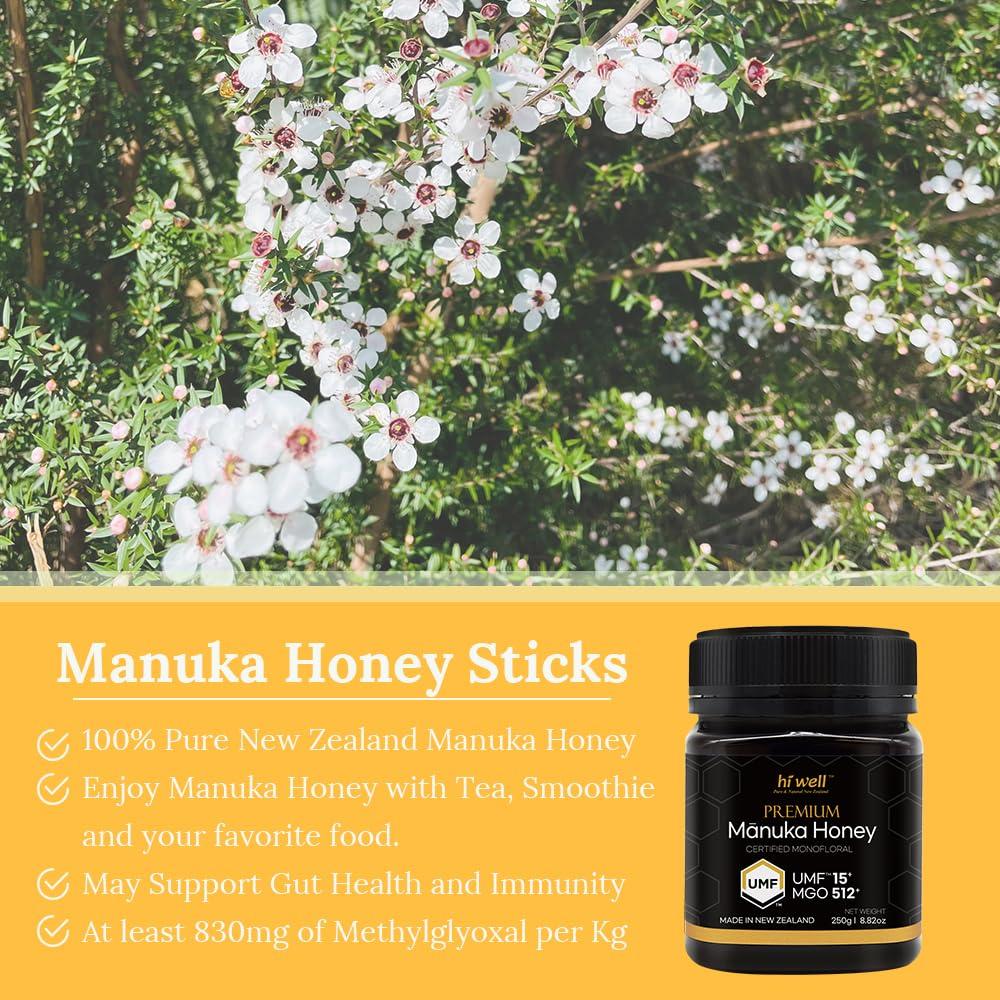 HI WELL PURE & NATURAL NEW ZEALAND Hi Well Premium Manuka Honey Certified Monofloral UMF 15+ MGO 515+ 250g