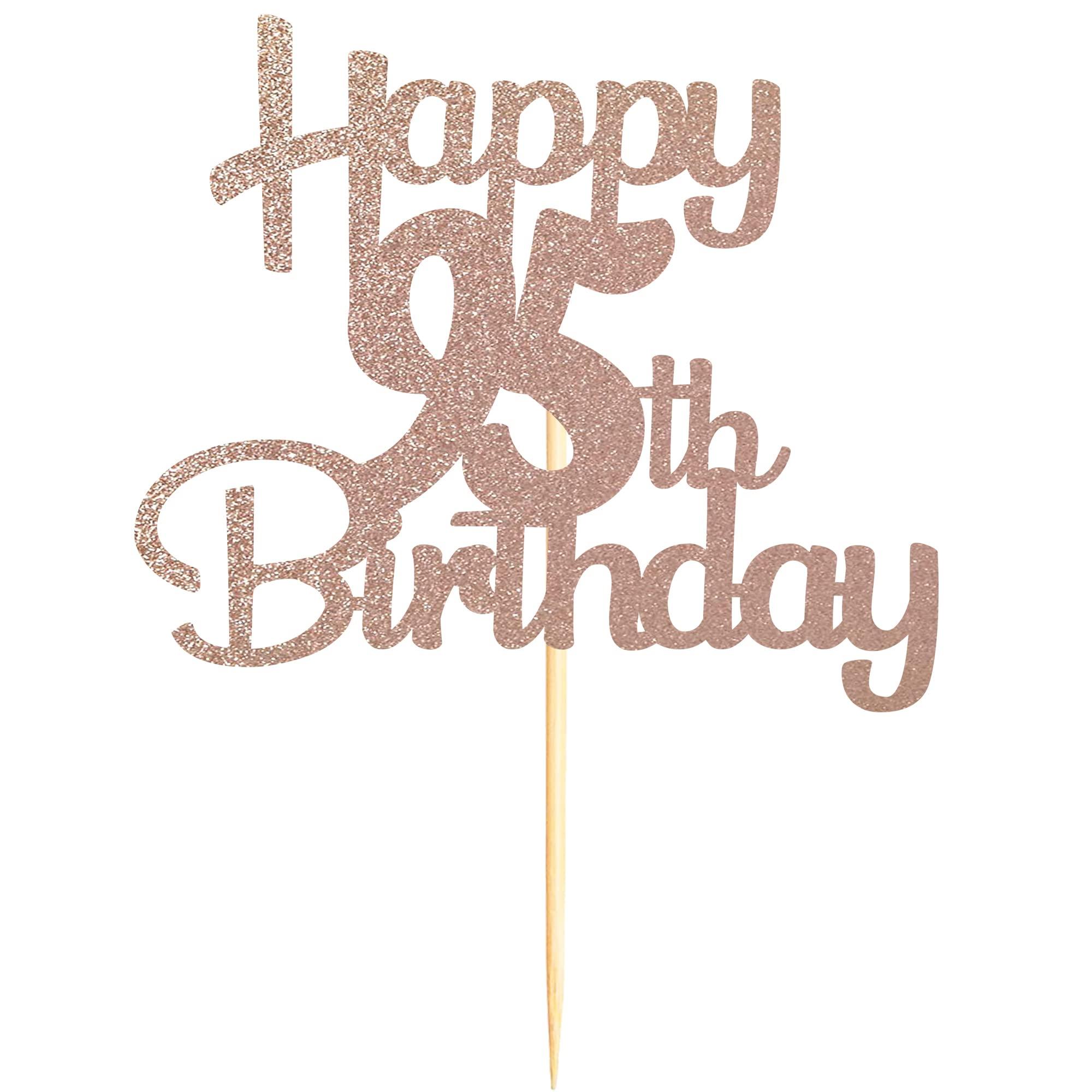 Sotpot Sotpot Happy 95th Birthday Cake Topper Rose Gold Glitter 95th Cake Toppers 95 Birthday Cake Decorations Cheers to 95 Fabulous Party Cake Picks - 1 Pack