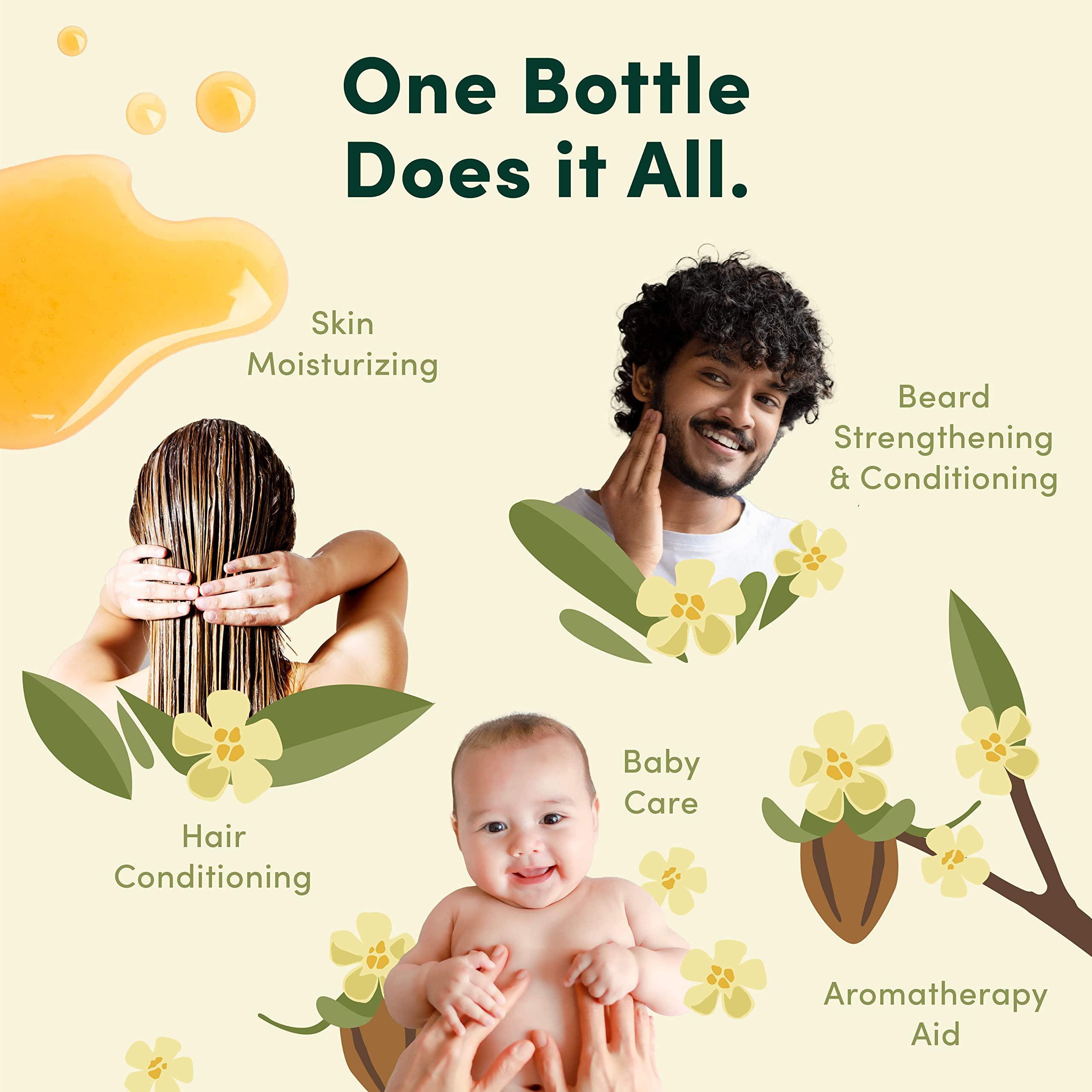 HobaCare HobaCare 100% Pure Organic Jojoba Baby Oil - Unrefined and Cold Pressed Jojoba Oil - Body & Scalp Massaging Oil for Skin, Hair, and Nails - Helps to Fight Cradle Cap and Dry Skin (4.22 fl oz)