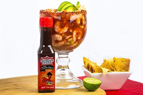 MEXICO LINDO Mexico Lindo Picante Negra Xxxtra Hot Sauce | Scoville Unit Level 80,000 | Sugar Free | 5 Fl Oz Bottles (Pack of 2)