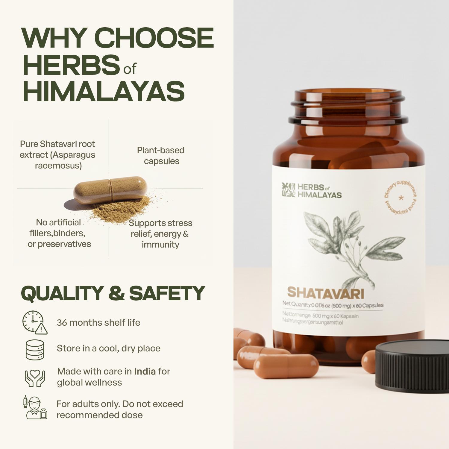 Herbs of Himalayas Herbs of Himalayas Shatavari Capsules – Healthy Support (60 Capsules)