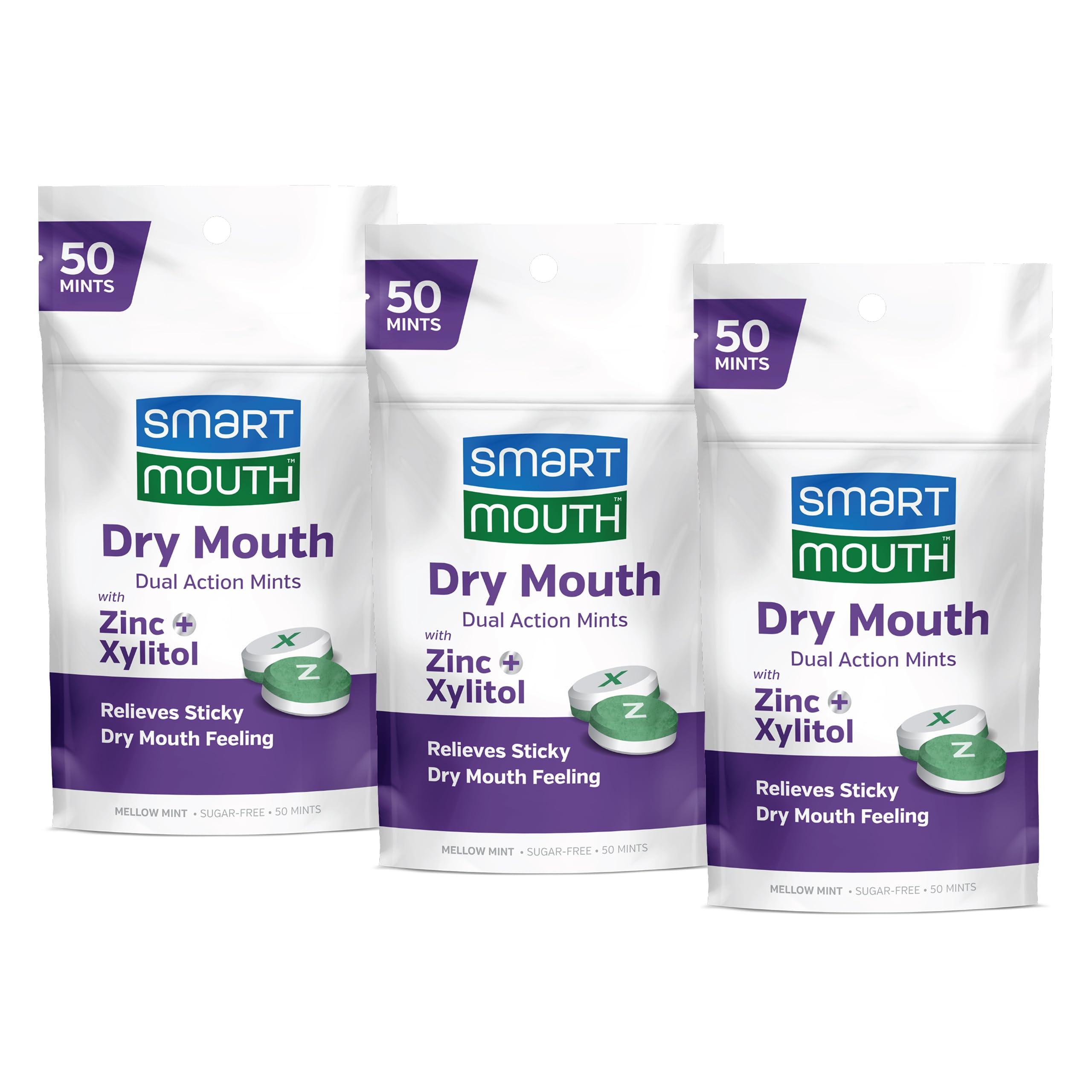 SmartMouth SmartMouth Dry Mouth Dual-Action Mints - Sugar-Free Breath Mints - 50 Count, 3 Pack, Mellow Mint
