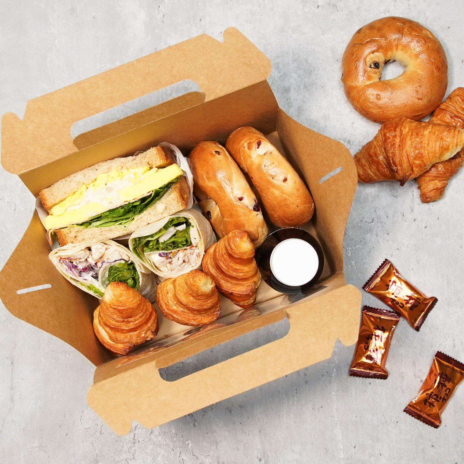 UnicoPak UnicoPak 30 Pcs 9x6x6 Large Gable Boxes Gift Boxes with Handles Food-grade Bakery Boxes Treat Boxes Paper Lunch Boxes To Go for Birthday Wedding Party Favors Picnic Business Christmas