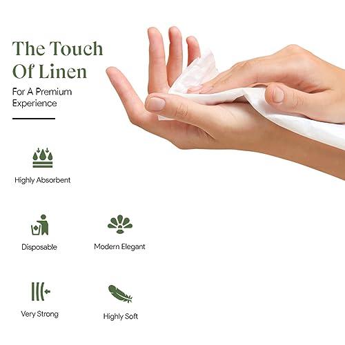 Nechtik 100 Disposable Linen Feel Guest Towels - Paper Hand Towels for Bathroom - Cloth Like White Paper Towel - Cocktail Hand Napkins - Highly Absorbent, Soft Fancy Guest Hand Towels 12\" X 17\" (Pack Of 100)